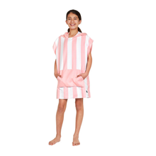 Load image into Gallery viewer, KidsPonchoQuickDryHoodedTowel-MalibuPink11