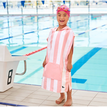 Load image into Gallery viewer, KidsPonchoQuickDryHoodedTowel-MalibuPink4