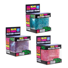 Load image into Gallery viewer, Four boxes of Nice Doohickey Glitter & Glow Squishies on a white background