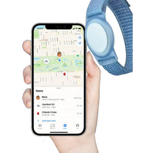 Load image into Gallery viewer, Smartphone displaying a location app with a blue wristband on a white background