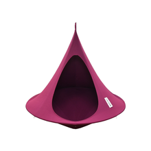 Load image into Gallery viewer, A magenta-colored hanging pod chair by HANSA, shown from a top-down view against a solid white background.