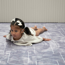 Load image into Gallery viewer, mooshy-mat-geo-grey-girl-up-close_1