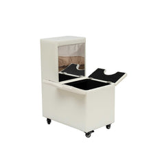 Load image into Gallery viewer, White pet carrier with open lid on a white background