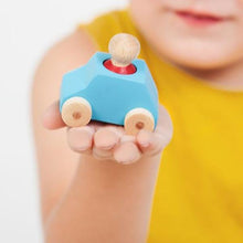 Load image into Gallery viewer, Lubulona Wooden Car - Turquoise with Red Figure - The Sensory Specialist