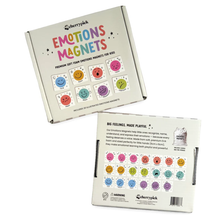 Load image into Gallery viewer, Emotions magnets packaging with colorful emotion faces on a white background
