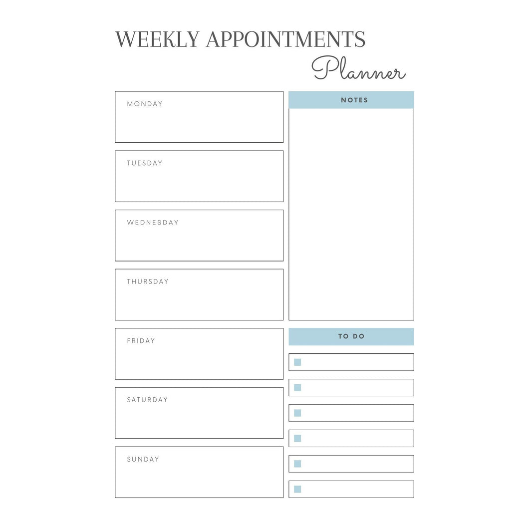 NDIS weekly appointment planner