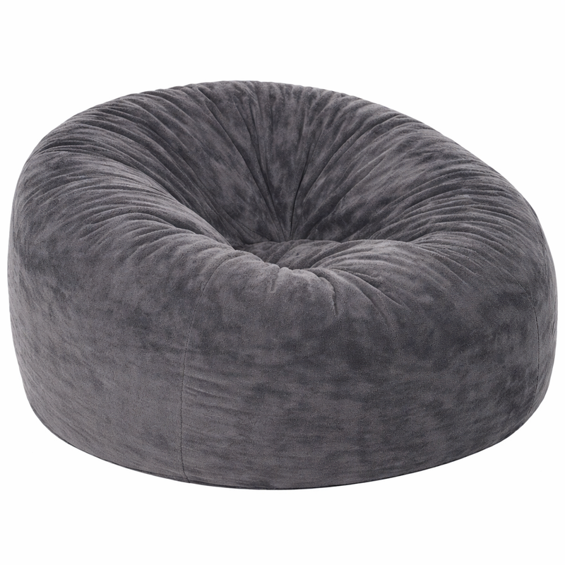 Gray bean bag chair on a white background