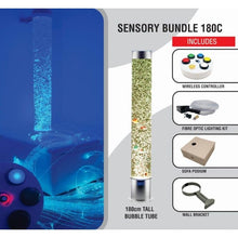 Load image into Gallery viewer, Sensory bundle 180C with bubble tube and controller on a blue and gray background
