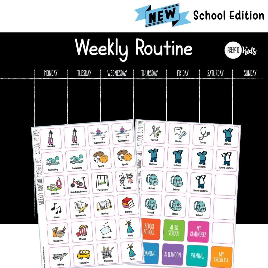 Weekly Routine Chart with Magnets | School Edition Prepp'd Kids – The ...
