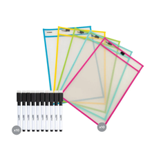 Load image into Gallery viewer, A4 Write &amp; Wipe Pocket Sleeves Set
