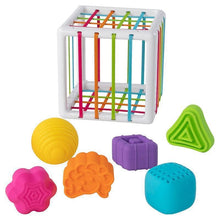 Load image into Gallery viewer, Inny Bin Fat Brain Toys shape sorting sensory toy box
