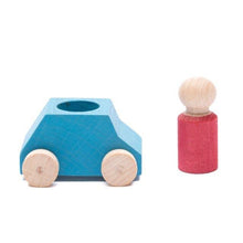Load image into Gallery viewer, Lubulona Wooden Car - Turquoise with Red Figure - The Sensory Specialist
