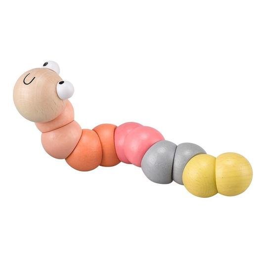 Wooden Jointed Worm - Pastel - The Sensory Specialist